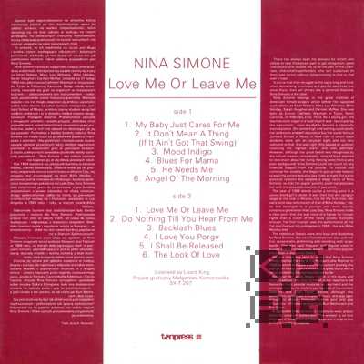 Nina Simone. "Love Me Or Leave Me" [по заказу польской фирмы TONPRESS SX-T207]