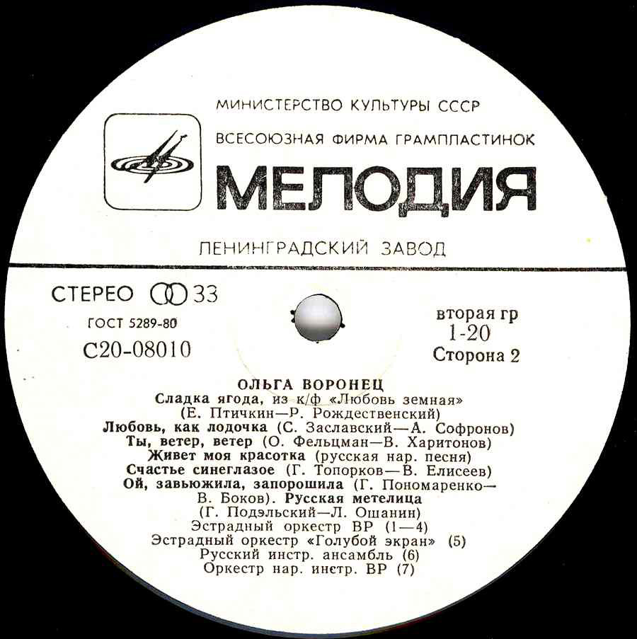 Ольга ВОРОНЕЦ. Русские народные песни и песни советских композиторов