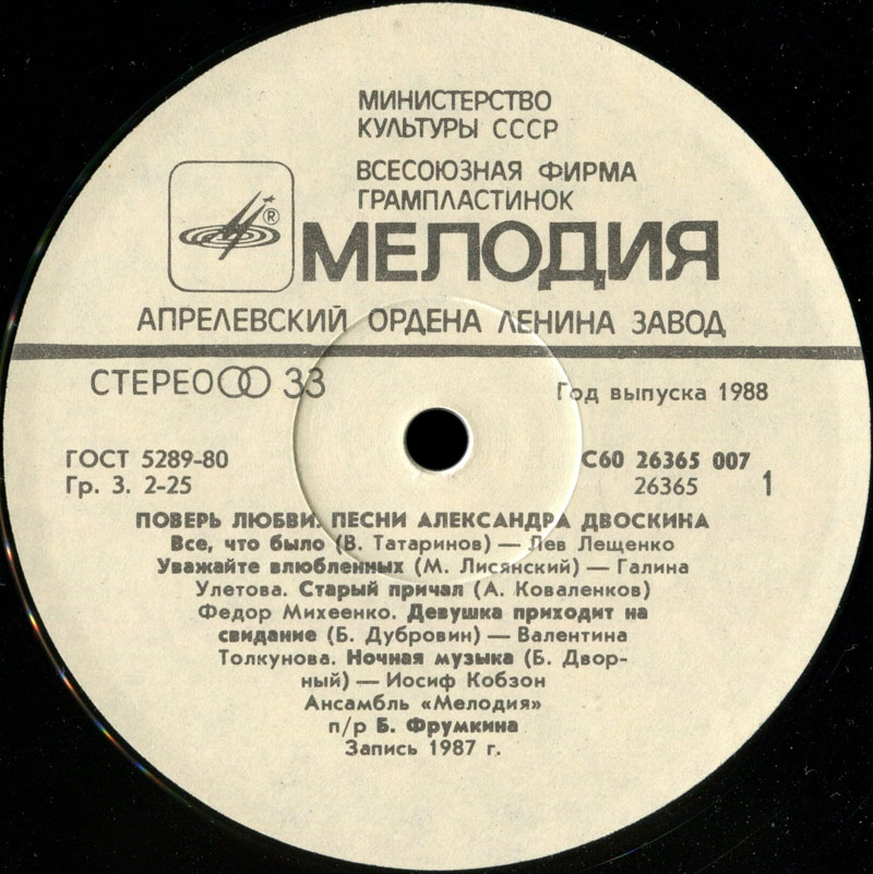 «ПОВЕРЬ ЛЮБВИ». Песни Александра ДВОСКИНА