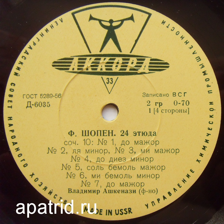 Ф. ШОПЕН Двадцать четыре этюда (В. Ашкенази, ф-но)