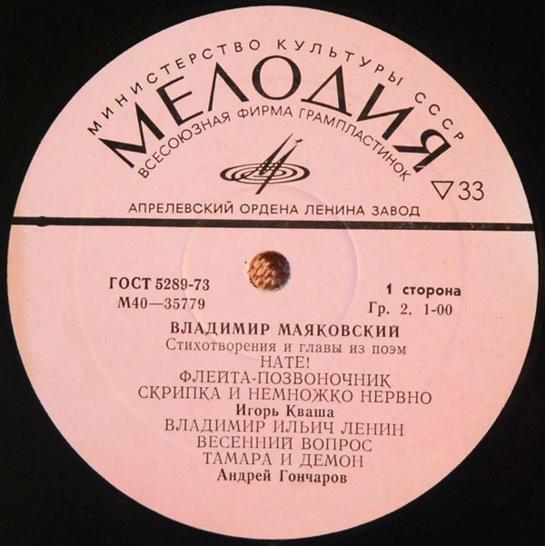 В. МАЯКОВСКИЙ (1893-1930): Стихотворения и главы из поэм.