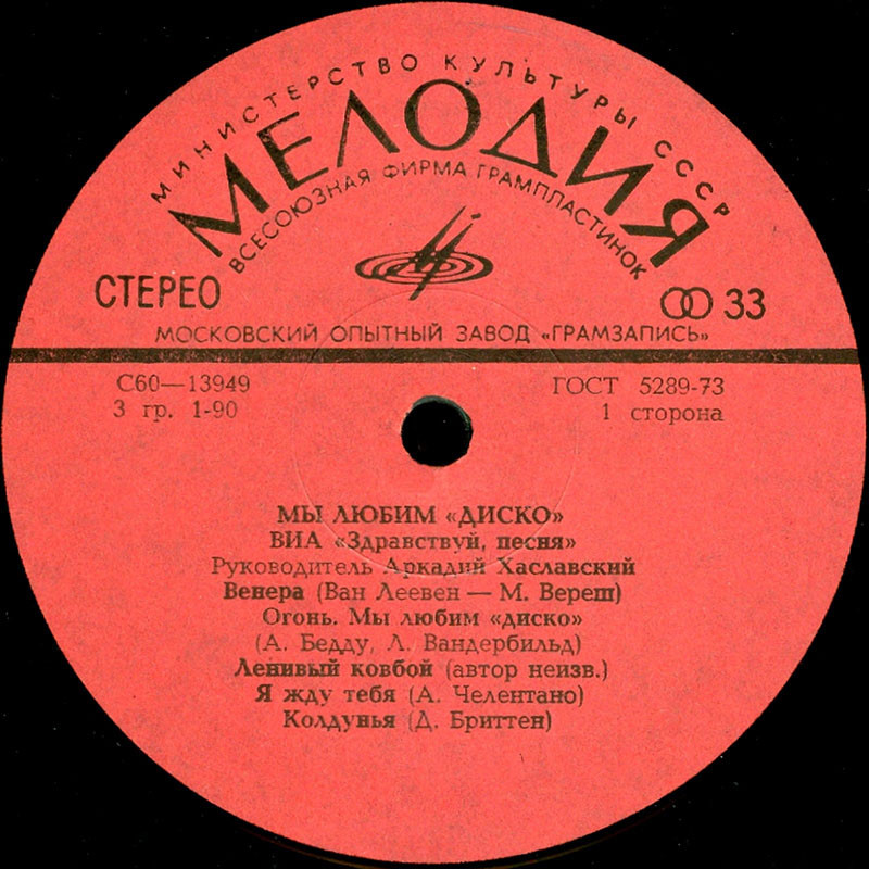 ВИА «ЗДРАВСТВУЙ ПЕСНЯ»:  «Мы любим диско»