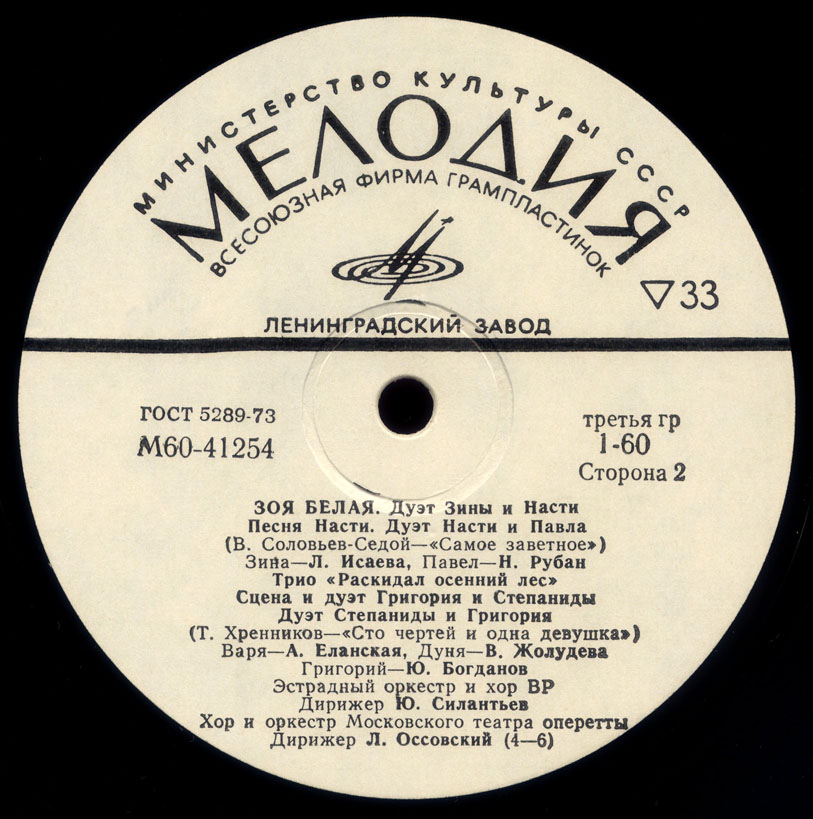 Зоя БЕЛАЯ. Арии и сцены из оперетт