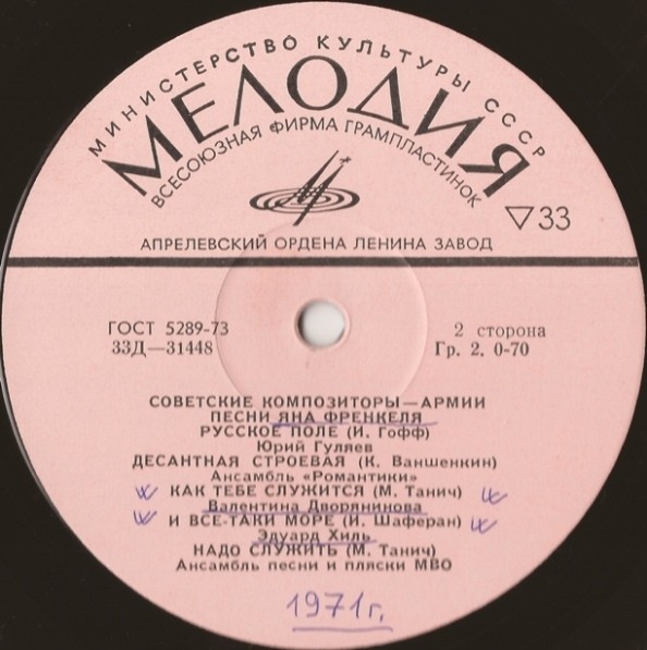 Песни Яна ФРЕНКЕЛЯ. Из цикла «Советские композиторы – Армии»