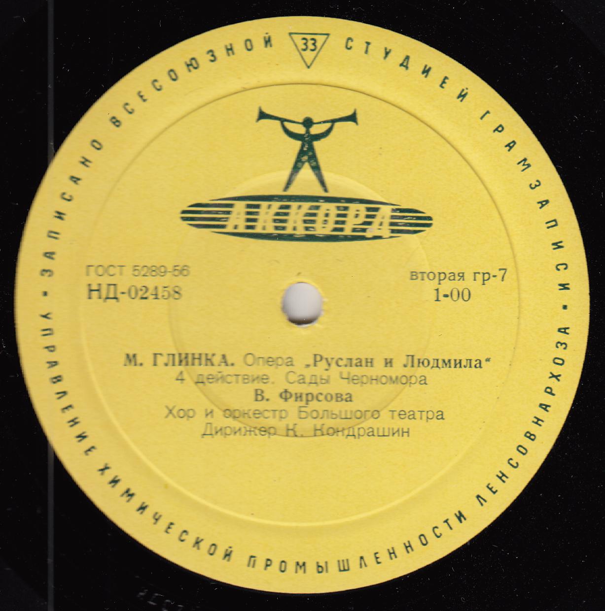 М. ГЛИНКА (1804–1857): «Руслан и Людмила», опера в 5 актах (К. Кондрашин)