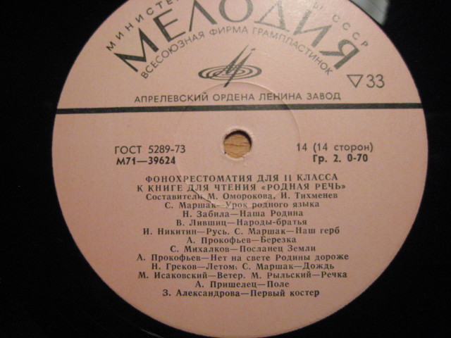 ФОНОХРЕСТОМАТИЯ для II класса к книге для чтения «Родная речь» (7/7)