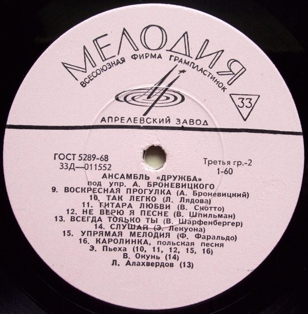 Ансамбль «Дружба», худ. рук. А.Броневицкий