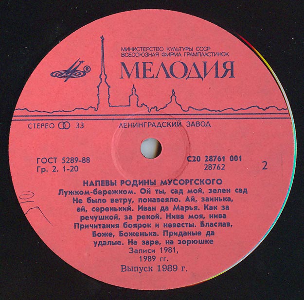 НАПЕВЫ РОДИНЫ МУСОРГСКОГО