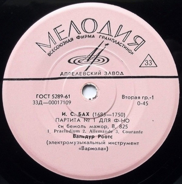 И. С. БАХ (1685-1750) Партита №1 (в исп. на электромуз. инструменте "Вариола")