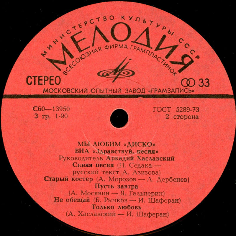 ВИА «ЗДРАВСТВУЙ ПЕСНЯ»:  «Мы любим диско»