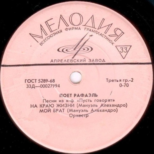 Поёт Рафаэль (Испания). Песни из к/ф «Пусть говорят»