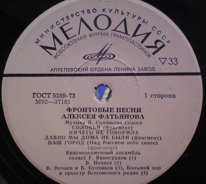 ФРОНТОВЫЕ ПЕСНИ АЛЕКСЕЯ ФАТЬЯНОВА