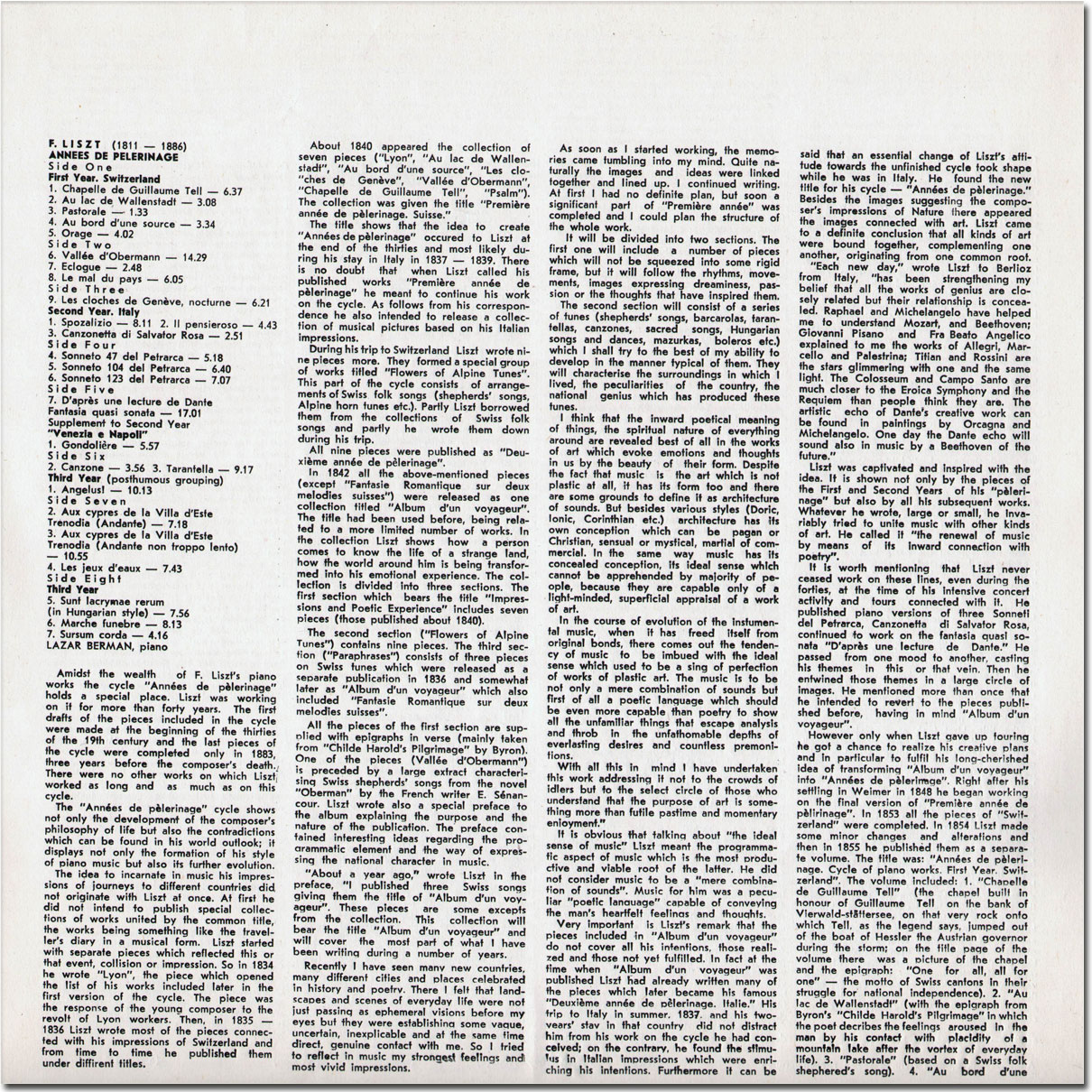 Ф. Лист: Годы странствий (Лазарь Берман, ф-но)