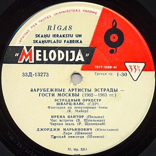 Зарубежные артисты эстрады - гости Москвы (1962-1963 гг.)