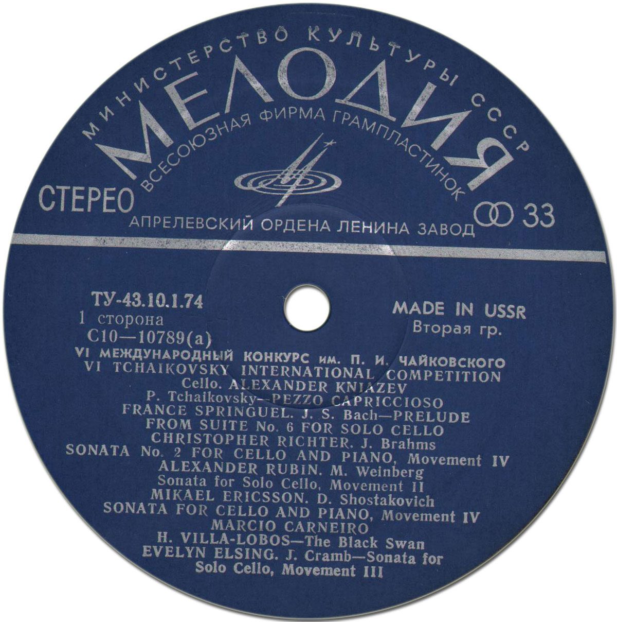 VI Международный конкурс имени П. И. Чайковского - Струнные инструменты. Виолончель