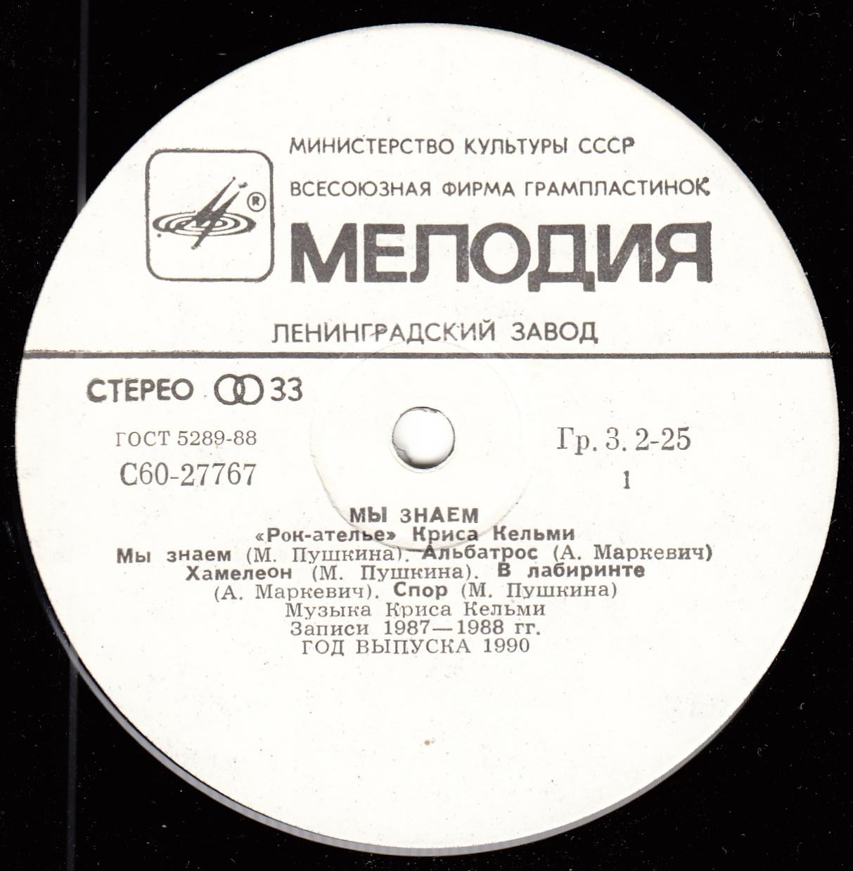 "Рок-Ателье" Криса Кельми. «Мы знаем»