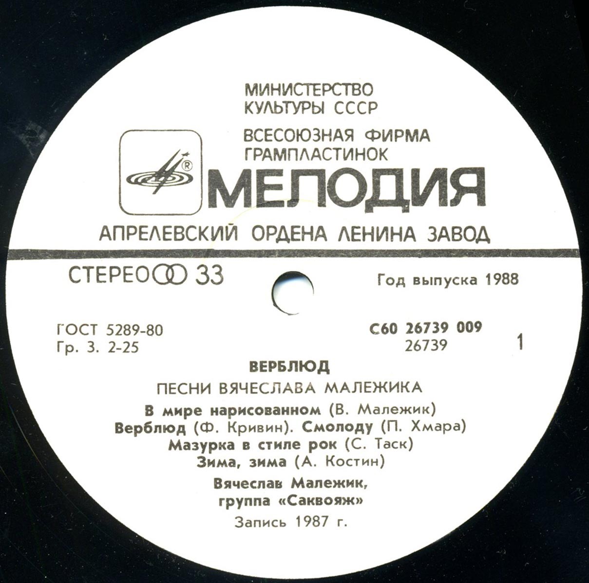 Верблюд - Песни Вячеслава Малежика