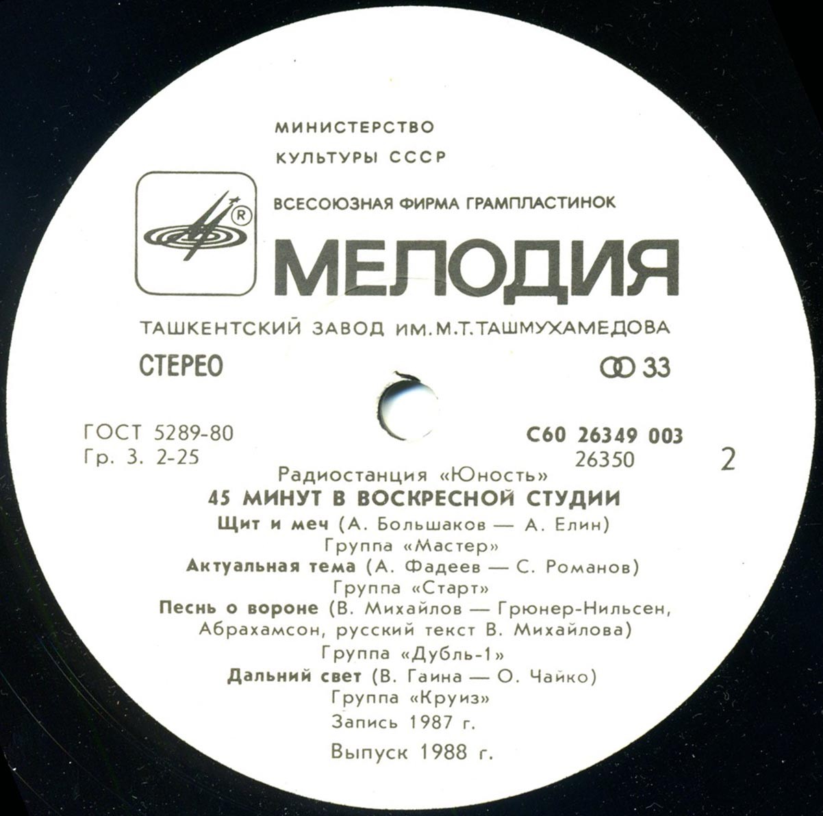 Радиостанция «Юность». 45 минут в воскресной студии