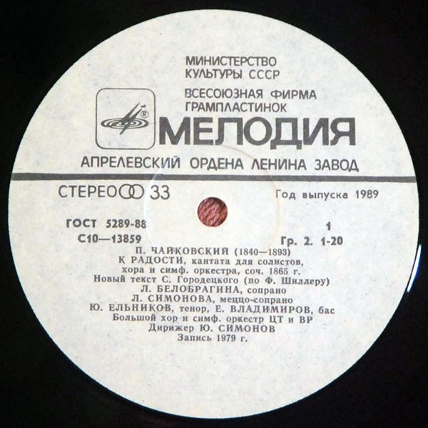 П. Чайковский: Кантаты "К радости", "Москва"