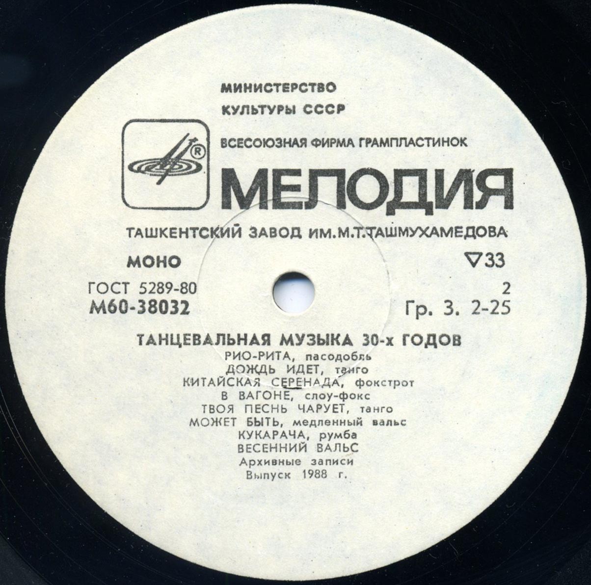 Танцевальная музыка 30-х годов