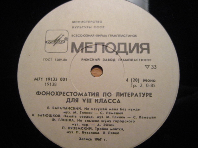 Фонохрестоматия по литературе для VIII класса