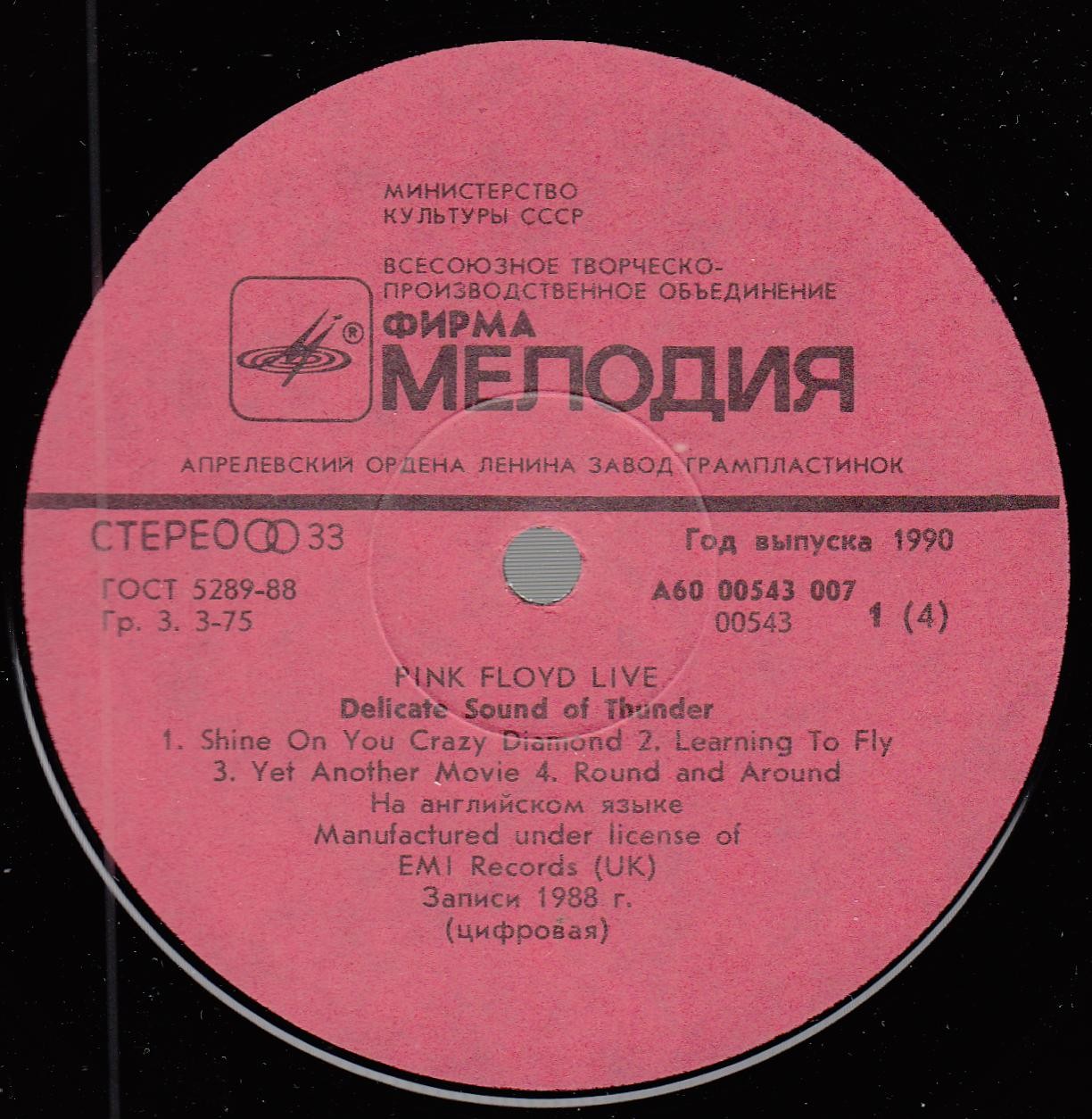 Pink Floyd. Delicate Sound of Thunder (live)
