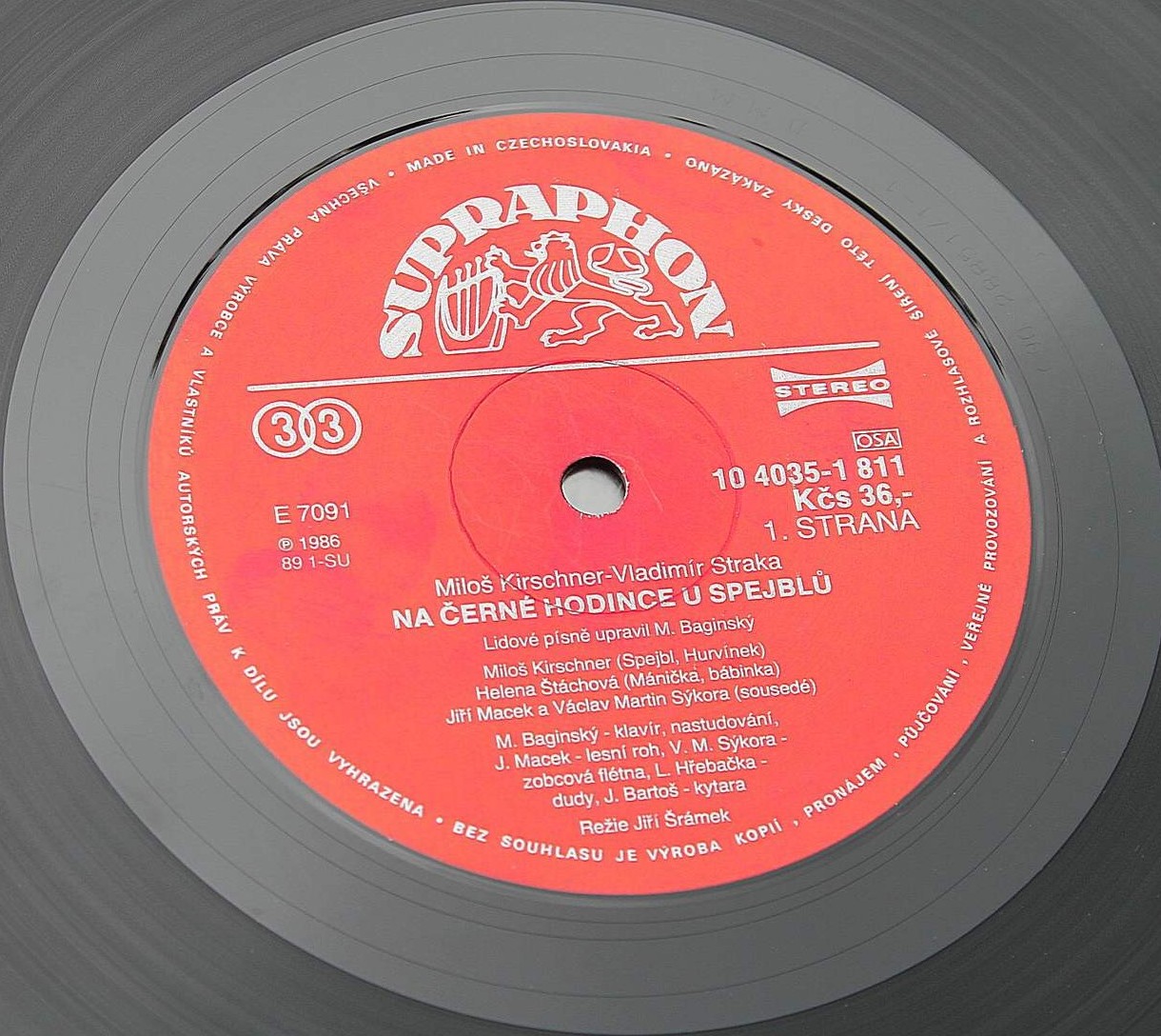 Miloš Kirschner, Vladimír Straka ‎– Na Černé Hodince U Spejblů  [по заказу чешской фирмы SUPRAPHON 10 4035-1 811]