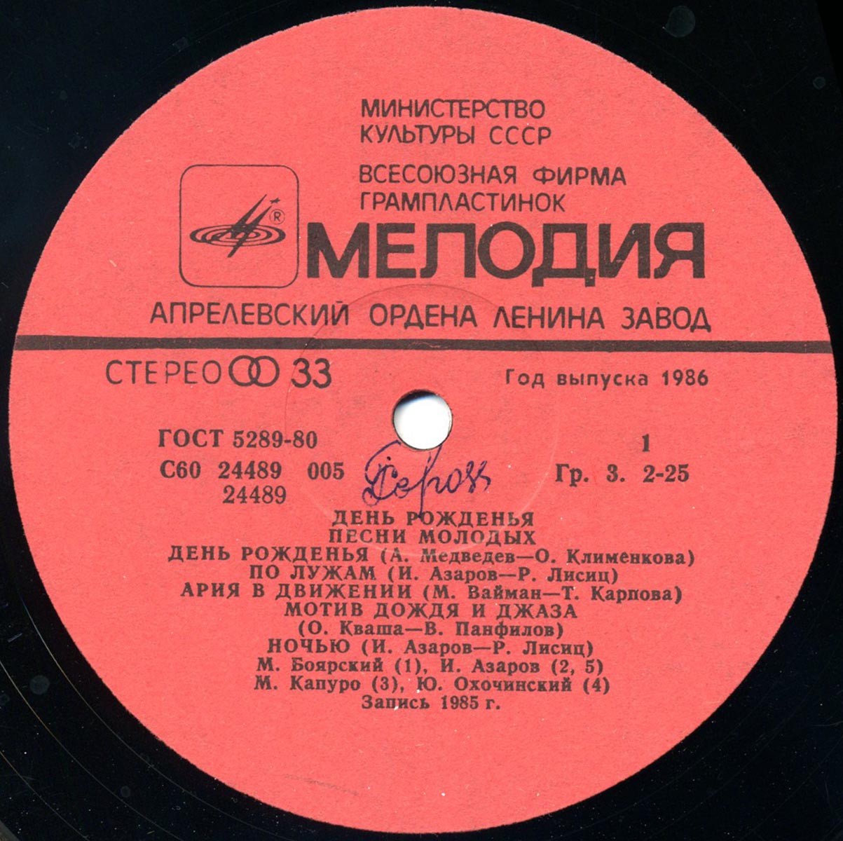 День рожденья. Песни молодых