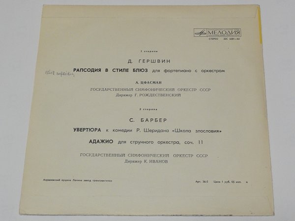 МУЗЫКА АМЕРИКАНСКИХ КОМПОЗИТОРОВ (Дж. Гершвин, С. Барбер)