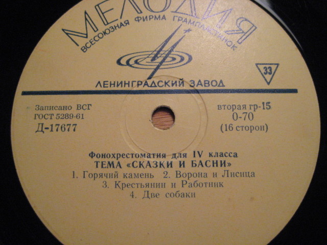 ФОНОХРЕСТОМАТИЯ для IV класса (8/8): Тема "Сказки и басни"