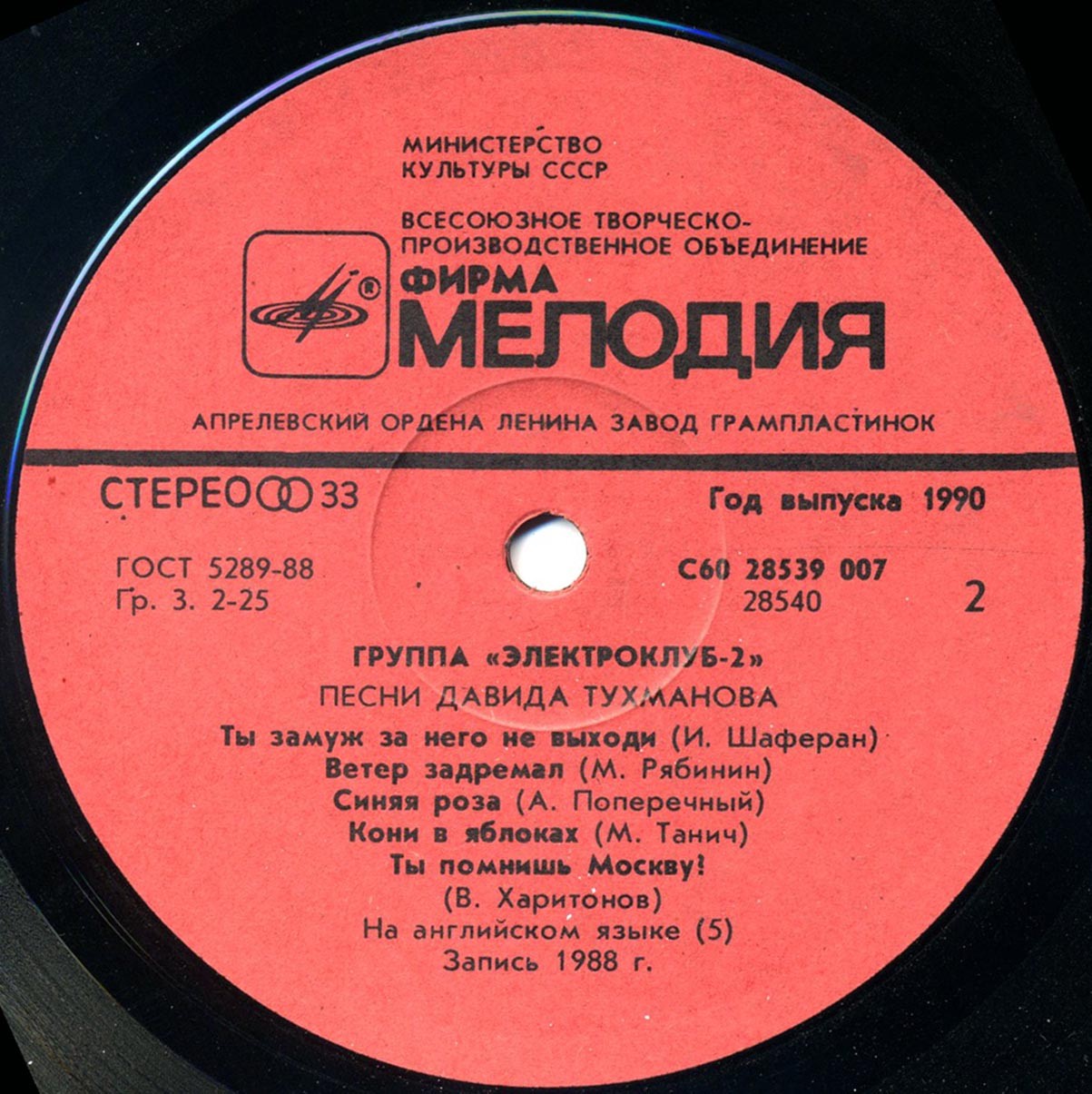 Группа «Электроклуб-2». Песни Давида Тухманова