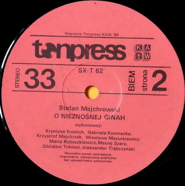 O nieznośnej Ginah [по заказу польской фирмы TONPRESS SX-T 62]