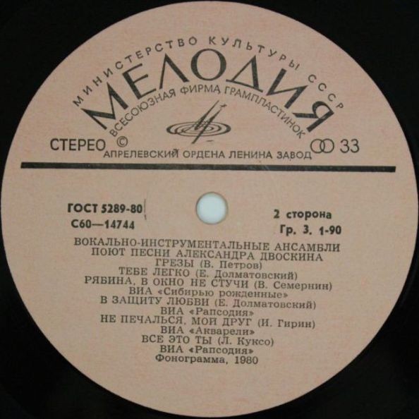 Вокально-инструментальные ансамбли поют песни Александра Двоскина