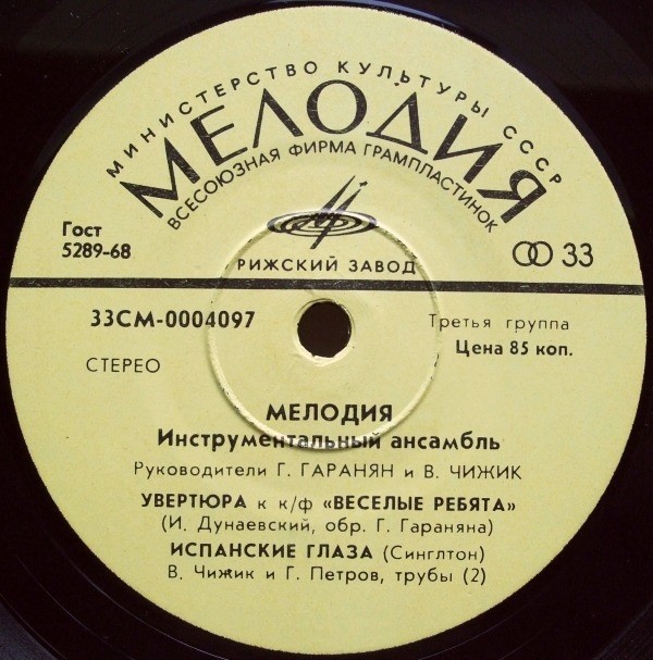 Инстр. ансамбль "Мелодия", рук. Г. Гаранян и В. Чижик