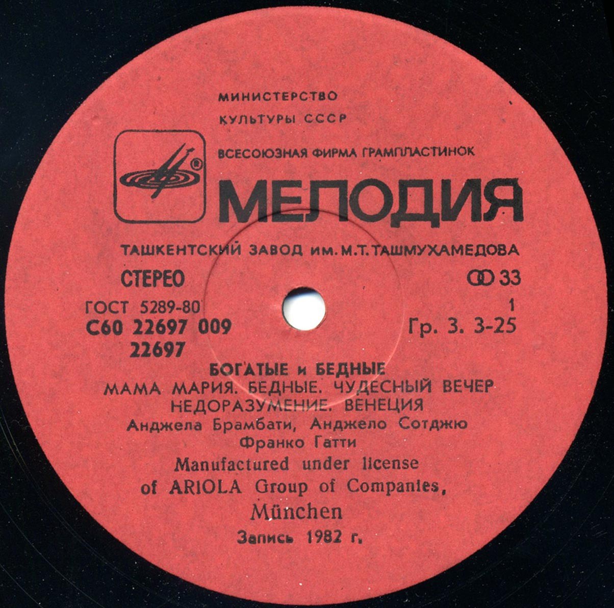 Богатые и бедные. Ricchi e Poveri