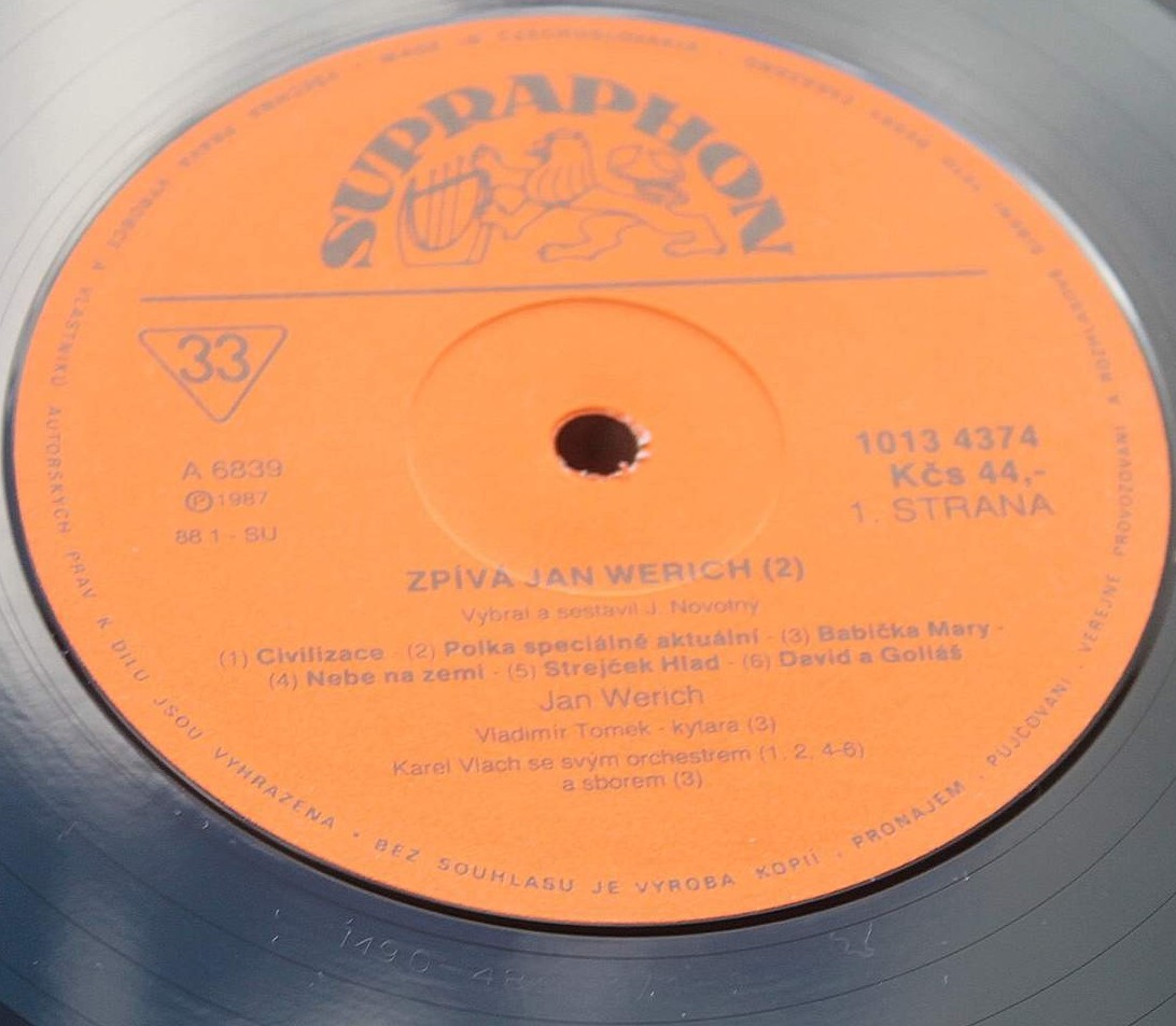 Zpiva Jan Werich 2 [по заказу чешской фирмы SUPRAPHON 1013 4374]