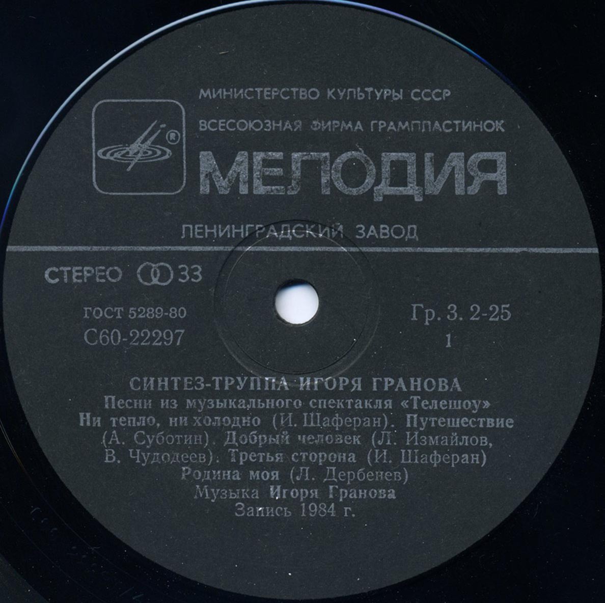 Синтез-труппа Игоря Гранова - Песни из музыкального спектакля "Телешоу"