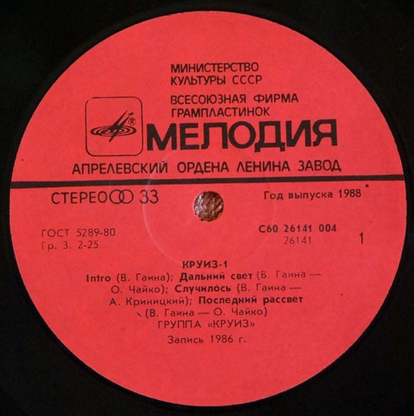 Рок-группа КРУИЗ: «Круиз-1»