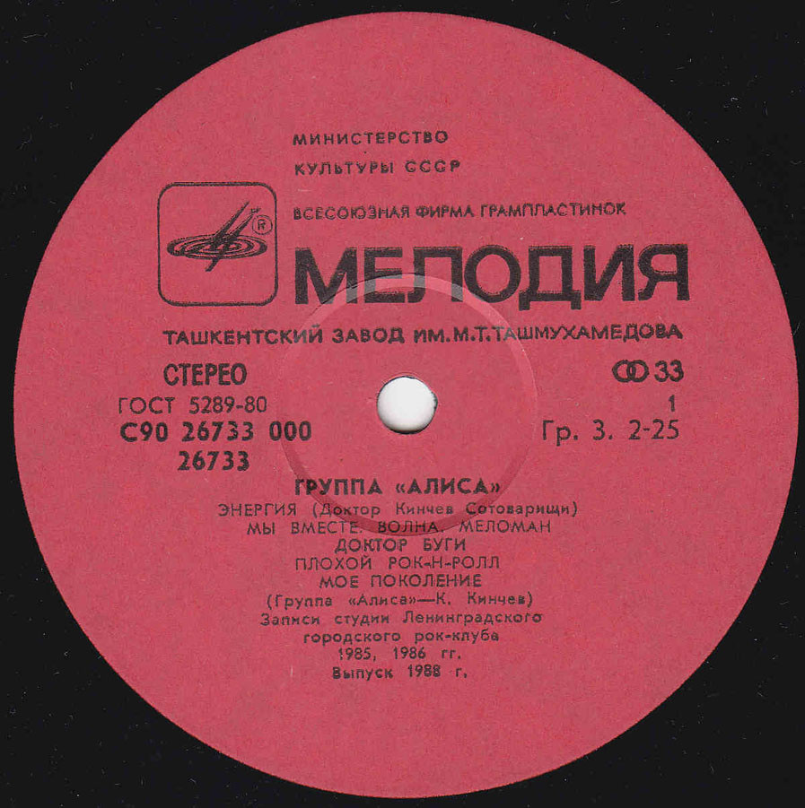 Группа «Алиса» (Доктор Кинчев Сотоварищи) — «Энергия»