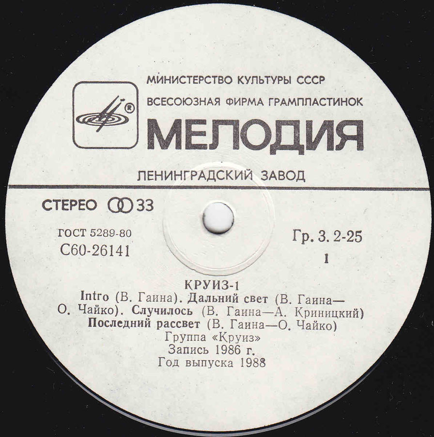 Рок-группа КРУИЗ: «Круиз-1»