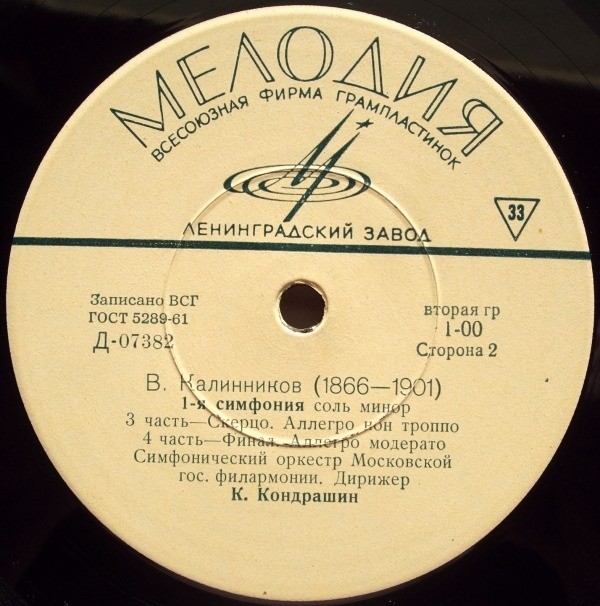 В. КАЛИННИКОВ (1866-1901) Симфония № 1 соль минор (К. Кондрашин)