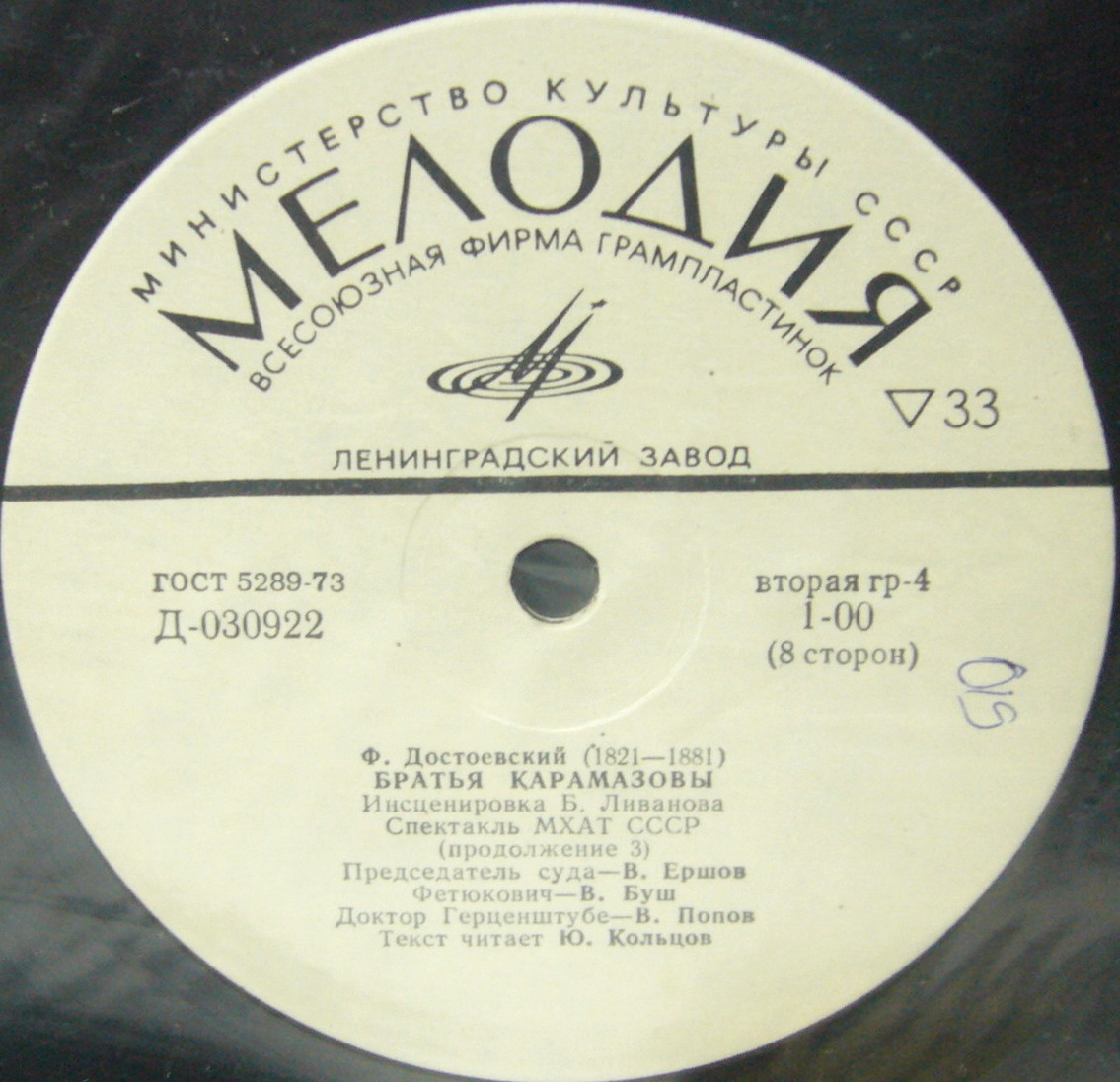 Ф. М. Достоевский: Братья Карамазовы (инсценировка Б. Ливанова). Спектакль МХАТ СССР