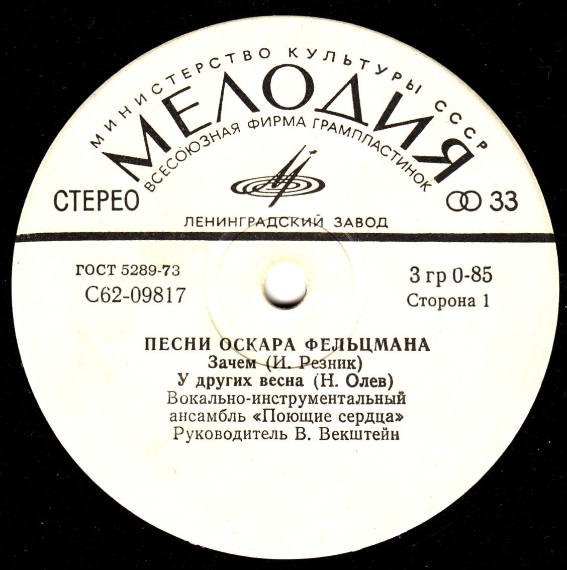 ВИА "ПОЮЩИЕ СЕРДЦА". Песни Оскара Фельцмана