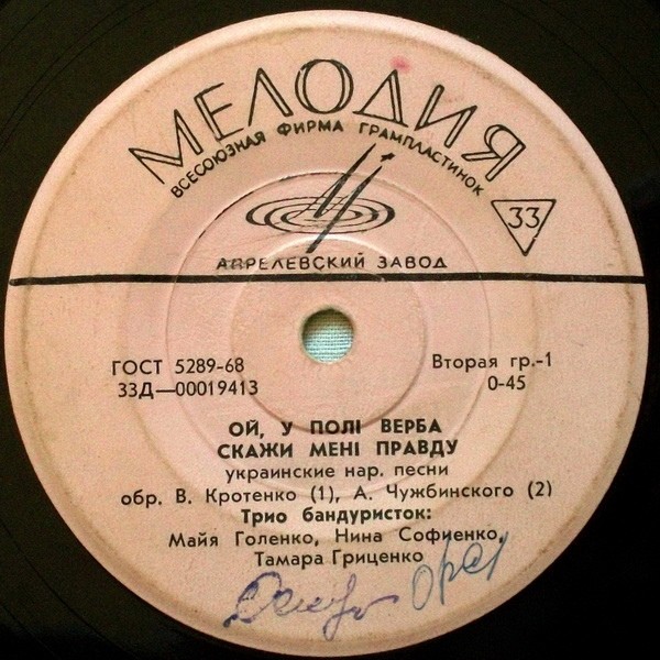 Трио бандуристок: М. Голенко, Н. Софиенко, Т. Гриценко