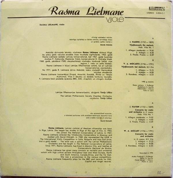 Rasma Lielmane, vijole