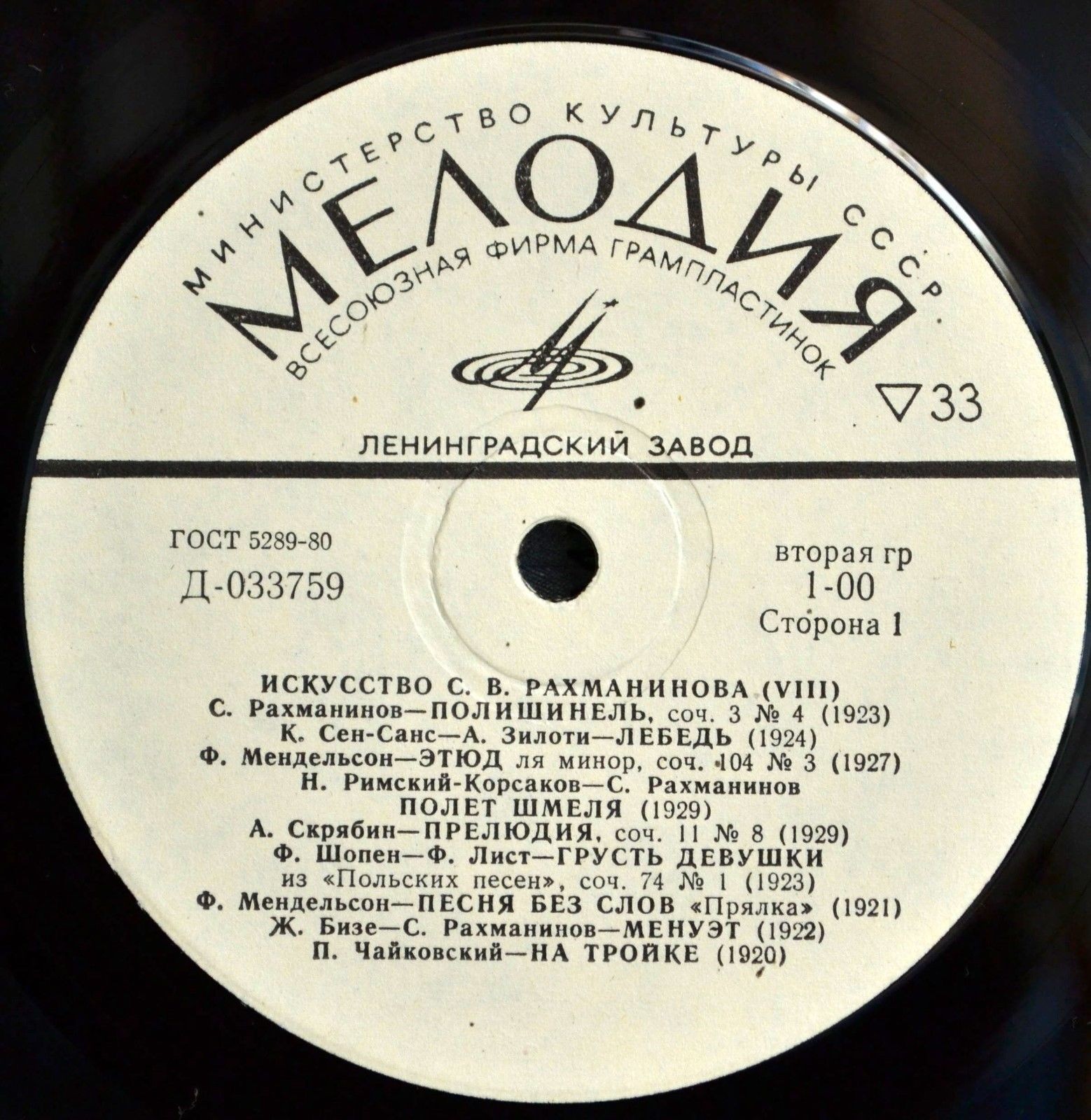 Искусство С. В. Рахманинова. Играет С.В. Рахманинов. Пластинки VI-VIII, Записи 1919-1930 гг. Реставрация 1973 г.