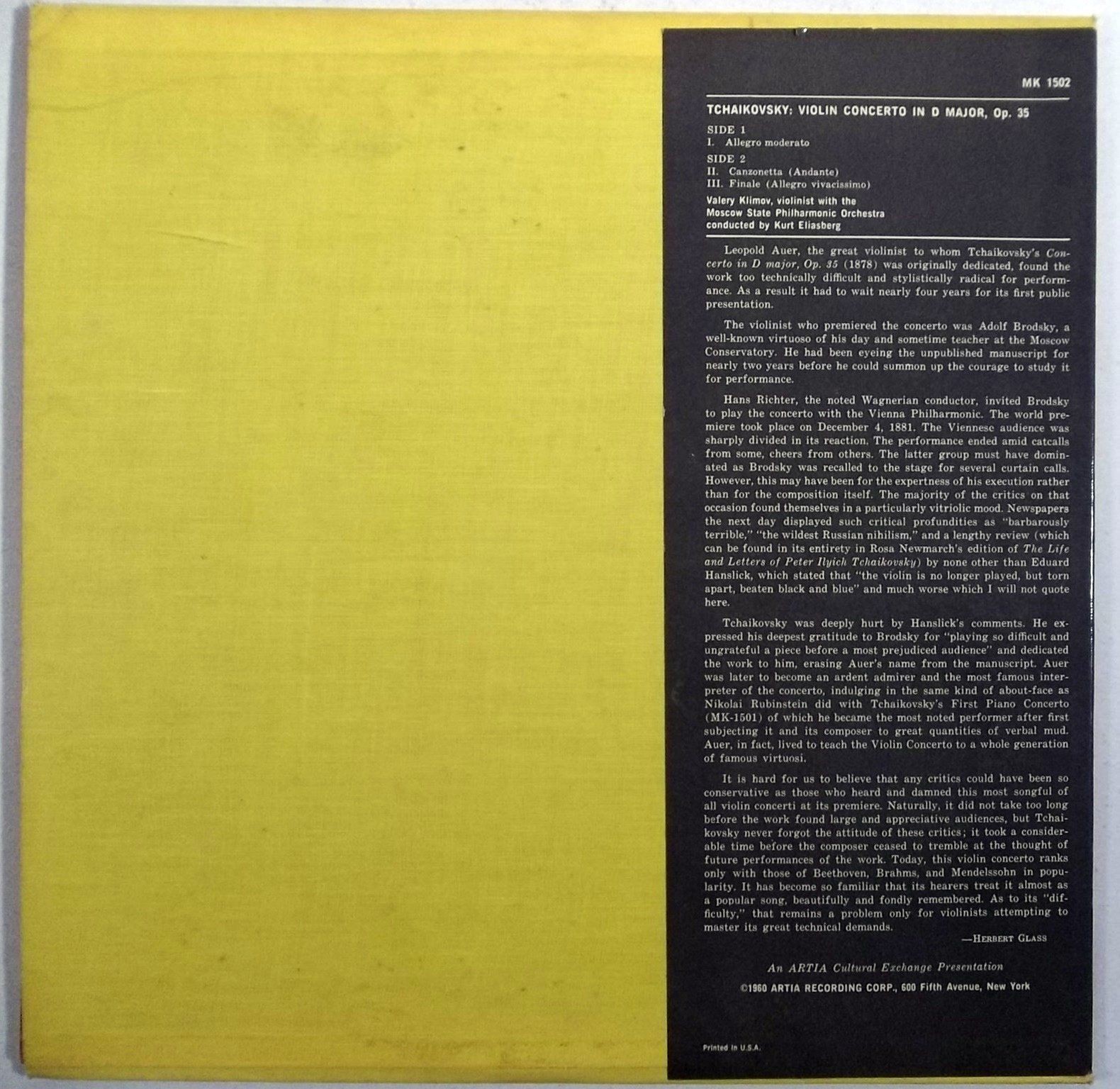 П. ЧАЙКОВСКИЙ Концерт для скрипки с оркестром (В. Климов)