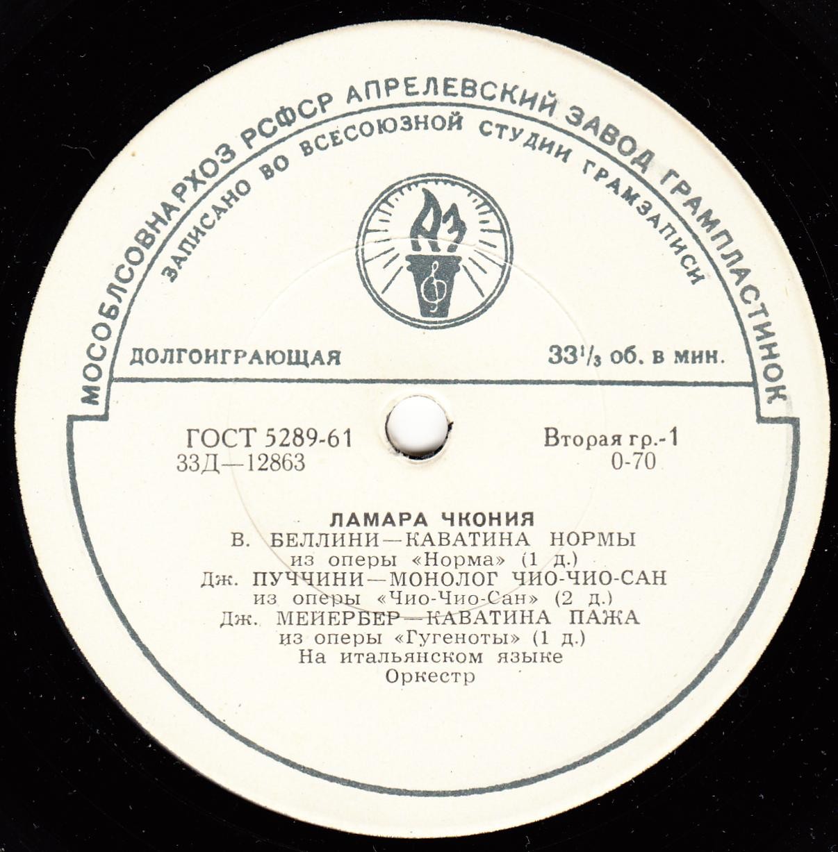 Л. Чкония (сопрано), В. Тимохин (тенор). Арии из опер