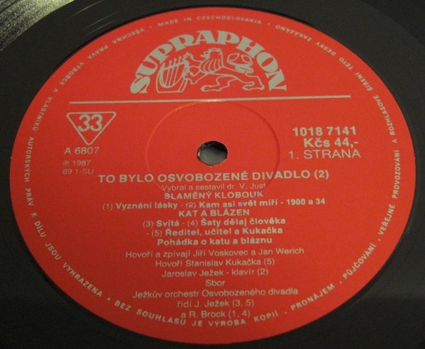 Jiří Voskovec a Jan Werich, Jaroslav Ježek, Ježkův Orchestr Osvobozeného Divadla ‎– To Bylo Osvobozené Divadlo 2 (1934 ▪ 1938) [по заказу фирмы SUPRAPHON 1018 7141-42]