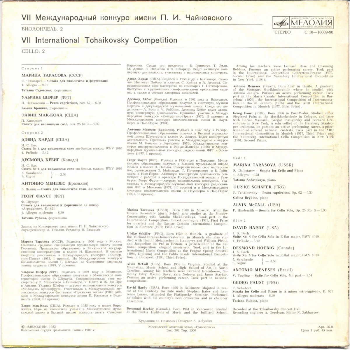 VII МЕЖДУНАРОДНЫЙ КОНКУРС им. ЧАЙКОВСКОГО. Виолончель (2)